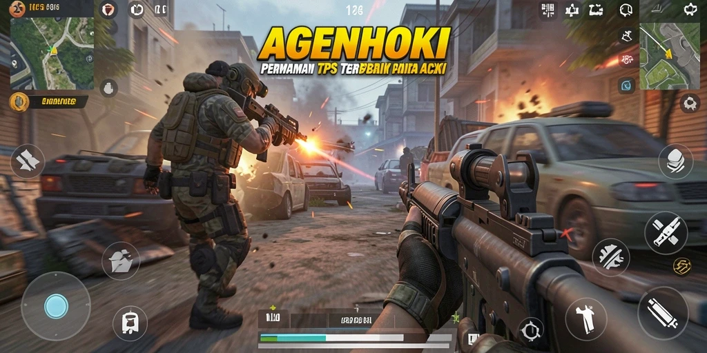 Tampilan aksi seru dalam game TPS AGENHOKI.