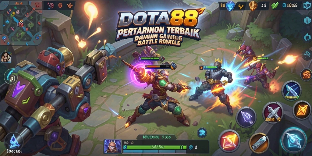 Tampilan gameplay intens DOTA88 dalam pertempuran Battle Royale.