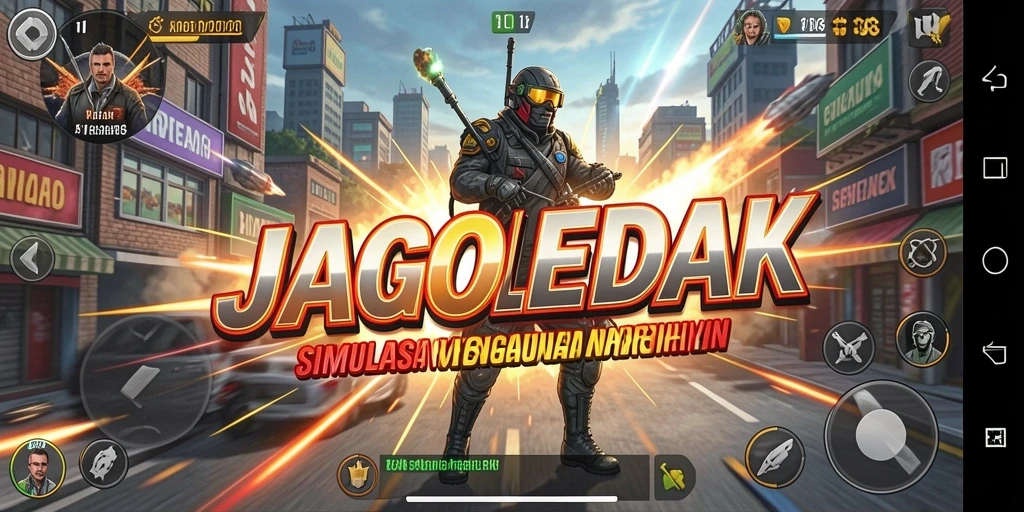Screenshot utama JAGOLEDAK menampilkan gameplay menantang dalam simulasi.