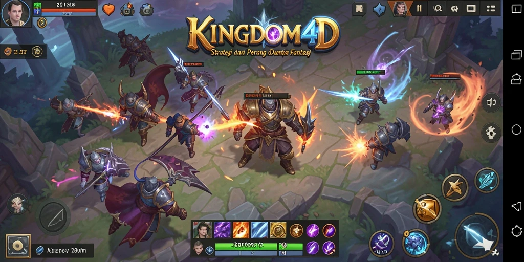 Screenshot KINGDOM4D menampilkan pertempuran strategi yang epik.