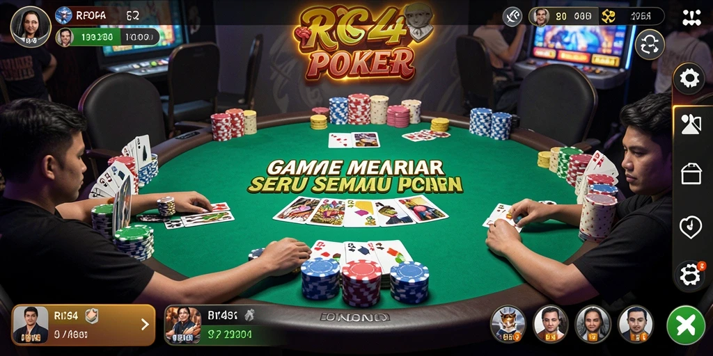 Screenshot gameplay RR44 yang menampilkan permainan Poker yang mendebarkan.