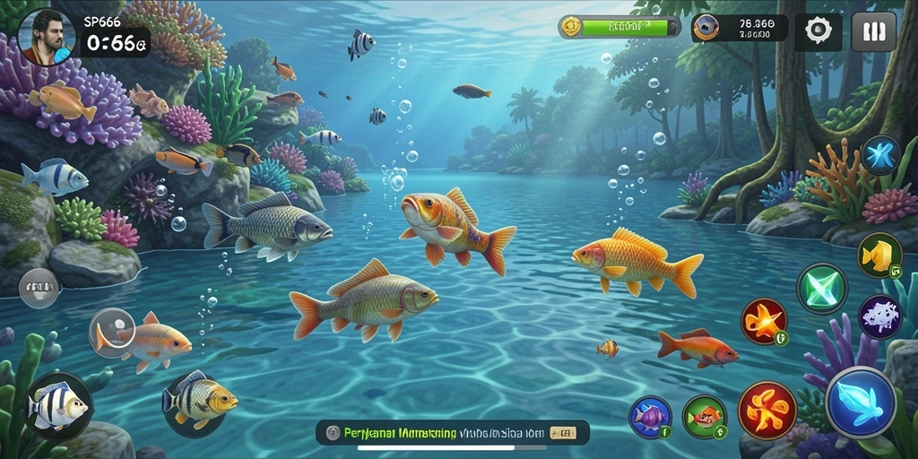 Tangkapan ikan yang spektakuler dalam gameplay SP666.