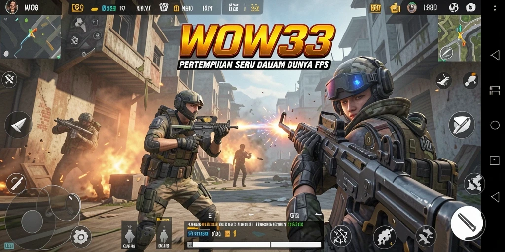 Gameplay WOW33 yang penuh aksi di medan perang FPS.